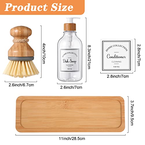 Zopeal 4 Pcs Dish Soap Hand Soap Dispenser with Bamboo, Transparent - color: Transparent