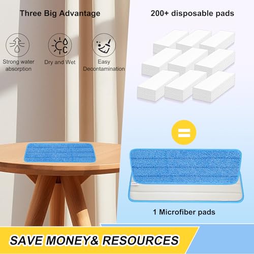 16.5 Inch Reusable Mop Pads Microfiber Spray Mop Replacement Heads for Wet/Dry Mops Compatible with Bona Floor Care System (6 Pack) - color: Blue