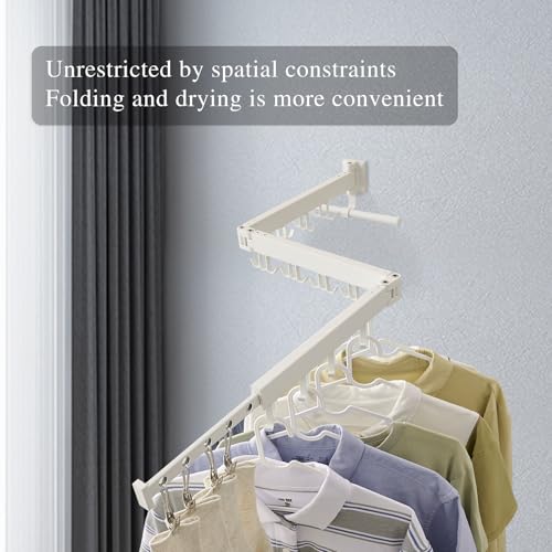 RFOUO Wall Mounted Clothes Drying Rack Tri-Fold, White - color: White-upgrade