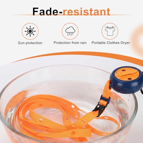 Portable Travel Clothesline, 13.4 ft Retractable Clothes Line with 6 Foldable Hangers & Storage Bag, Adjustable Laundry Drying Rope for Cruise Ship, Camping, Hotel, RV, Indoor & Outdoor