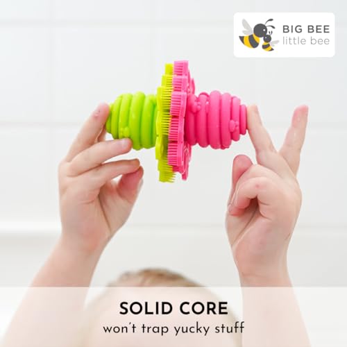 Big Bee, Little Bee - Kids Original ScrubBEE, 100% Silicone Childrens Bath Scrubber, Promotes Effective Independent Hand & Body Washing, As Seen on Shark Tank (Hibiscus) - color: Hibiscus
