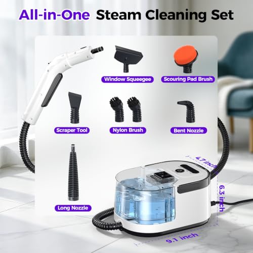 Handheld Steam Cleaner, Portable Deep Cleaning Steamer for Multi-Surface - color: Light White