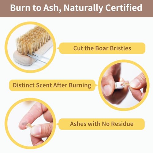 3Pcs Small Wood Laundry Stain Brush Set with Boar Bristles, Stain Remover for Delicates, Cotton, Linens and Shoes, Portable Laundry Scrub Brushes for Fresh Clean Fabric - size: 1 Count (Pack of 3)