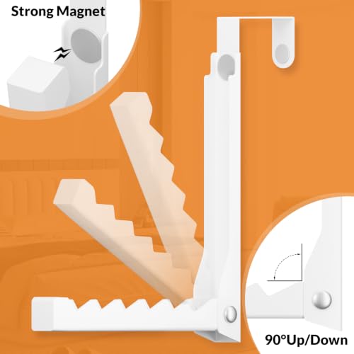 4-Pack Folding Clothes Drying Rack, Over The Door Hanger for Clothing, Metal Hanger Hook Rack with 6 Grooves, Space Saving Organizer for Laundry, Steaming & Outfits - color: 4 Pack, White