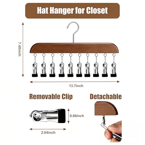 Legging Hangers for Closet Organizer - Pants Hangers with Clips Holds 20 Leggings - 360° Rotating Space Saving Non-Slip Legging Organizer for Closet Hanging Jeans, Shorts, Socks Brown 2 Pack