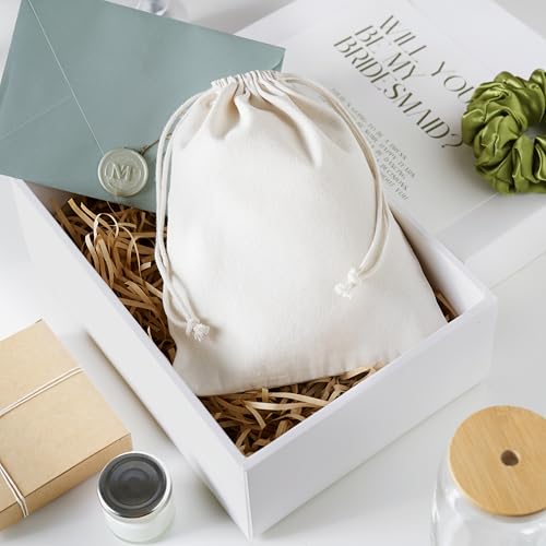 Heavy Duty Cotton Drawstring Bags 4-Pack - 270 GSM Thick Cloth Pouches for Gifts, Travel, Dice, Jewelry, Laundry - Double Drawstring (Natural Beige, 7 x 9 Inches) - color: Natural Beige, size: 7 x 9 Inches
