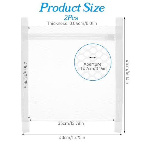 2pcs Washing Machine Shoe Bag, Sneaker Dryer Bag for Front Loading Dryer, Reusable Mesh Laundry Bags for Shoes With Zipper for Most Dryer Machines Door White