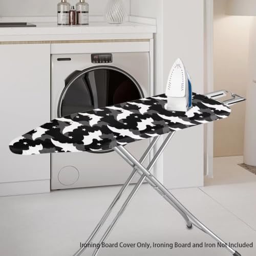 Bat Ironing Board Cover, Scorch Resistant Padding Elastic Edge Heavy Duty Iron Pad Covers Fastener Strap Standard Size Padding Decorative Covers for Most Iron Boards - color: Bat5
