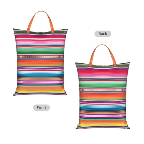"Mexican Blanket Serape Stripe pattern colorful 2-Pack Travel Laundry Bags for Dirty Clothes- Large Waterproof Laundry Tote, Wet & Dry Use, Reusable Foldable Carry Handles for Vacation, Gym & Dorm" - color: Mexican Blanket Serape Stripe Pattern Colorful