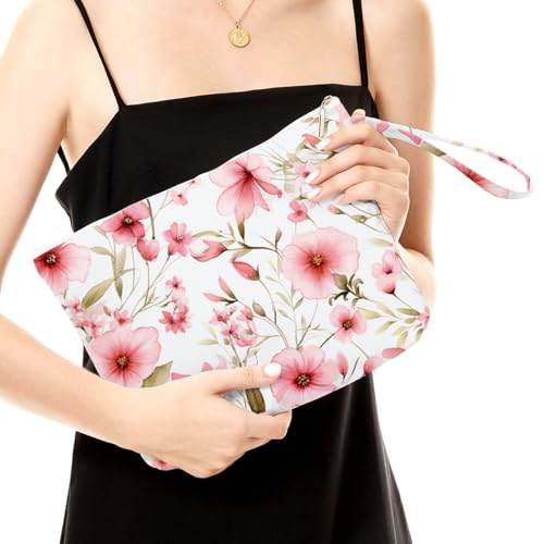 Fokongna Floral Print Wet Bag, Small Portable Waterproof Multi-Functional Organizer for Women, Pink Watercolor Blossom, Ideal for Daily, Beach & Travel - color: Pink Watercolor Blossom