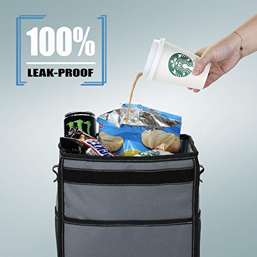 K KNODEL Car Trash Can with Lid, Car Garbage, Bin and Bag (Large, Gray) - color: Gray, size: Large