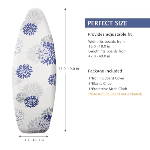 SheeChung Ironing Board Cover and Pad 18"x49",Wide Ironing Board Cover - color: Dahlia, size: 49"L x 18"W