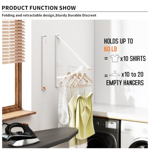 Folding Clothes Hanger Rack Wall mounted for Laundry Clothes Drying Rack - color: White, size: 1 Rack (without Rod)