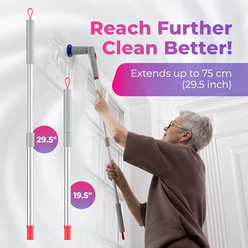 Synoshi PRO Electric Spin Scrubber with Long Handle & Cone Brush Heads - size: Synoshi PRO With Long Handle