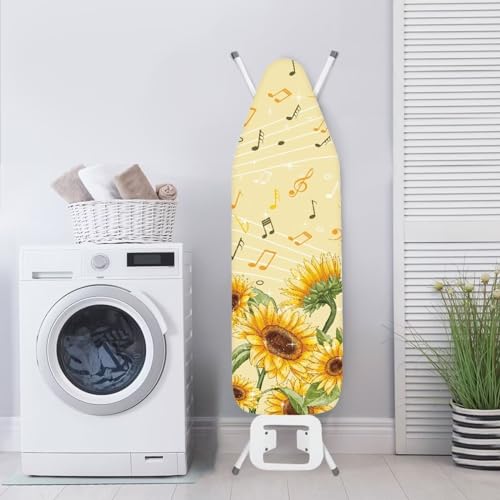 Sunflower Note Ironing Board Cover and Pad 15 x 54 Heavy Duty Iron Board Covers Standard Size Padding Decorative Covers for Most Iron Boards Ironing Pad Cover - color: Sunflower Note