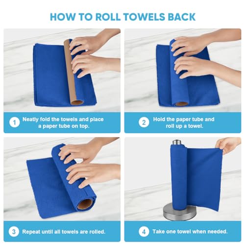 AIDEA Microfiber Cleaning Cloth Roll-55 Sheets, Cleaning Rags 11×9" - color: Dark Blue, size: 55 Count (Pack of 1)