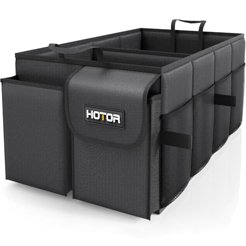 HOTOR Trunk Organizer - Foldable Car Organizer for SUVs & Sedans Storage - color: Black, size: Medium (2 Compartments)
