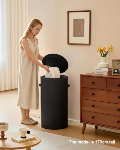 126L Laundry Basket with Lid, Laundry Hamper, Laundry Room, Black - color: Black