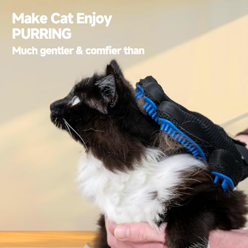 NVNAN 2-in-1 Pet Grooming Glove and Fabric Hair Remover - color: Fabric Pet Hair Gloves + Pet Grooming Brush