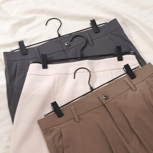 9 Pack Pants Hangers with Clips, 12.2 Inch Slim Metal Clothes Hangers with 360° Swivel Hooks, Heavy Duty Space Saving Closet Hangers for Jeans, Slacks, Shorts (Black) - color: Black-1