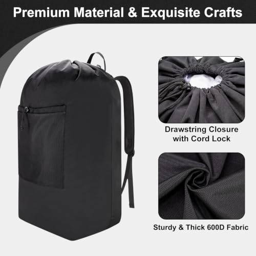 Laundry Bag Backpack, Soft Padded Straps & Drawstring, Black, XX-Large - color: Black, size: XX-Large