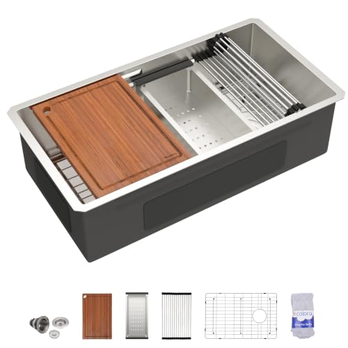 Dcolora 36"x19" Undermount Stainless Steel Kitchen Sink Workstation - color: Stainless Steel, size: 36"x19"