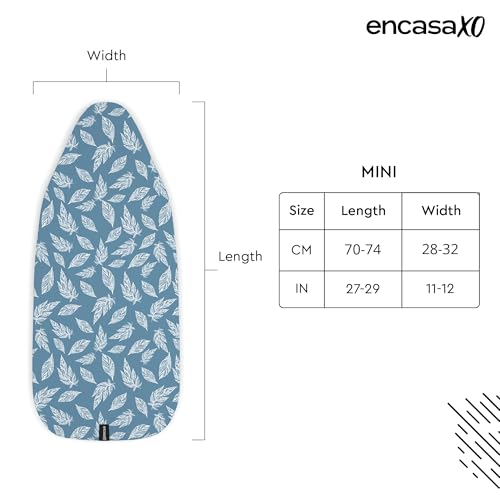 Encasa XO Ironing Board Cover and Pad, Thick Felt 28"x12" - color: Big Leaves Blue, size: Mini (28"x12")