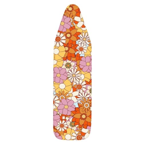 Home Ironing Board Cover, Heat Reflective Hippie Flower Ironing Board Cushion with Elastic Edge - color: Hippie Flower