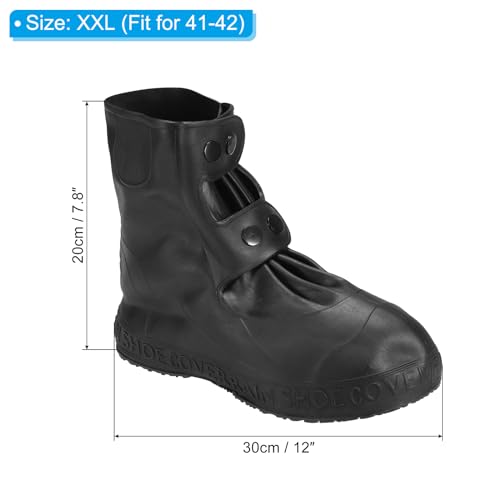 PATIKIL XXL Waterproof Shoe Cover, 1 Pair Reusable Non-Slip TPE Rain Shoe Cover Snow Boot Protector Overshoes Galoshes for Men and Women Rainy Outdoor, Black - color: Black, size: XX-Large