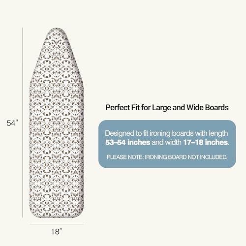 UniSimp Ironing Board Cover and Pad 18"x54" Extra Thick Natural Cotton, Scorch and Stain Resistant Iron Board Cover,Extra Large Iron Board Cover with Fasteners Heavy Duty Heatproof Elastic Edge Taupe - color: Taupe, size: 18" x 54"