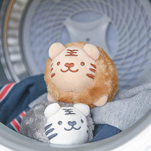 XL Size Wool Dryer Balls 6 Pcs - Over 2000 Loads,Lovely Tiger Appearance-Reusable,Hypoallergenic Baby Safe & Chemical Free to Reduce Sticky Wool When Drying & Shorten Drying Time… - color: Tiger