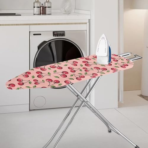 Cherry Pink Ironing Board Cover and Pad Iron Pad Covers Resist Scorching and Staining Standard Boards Hook and Loop Fastener Strap - color: Cherry Pink