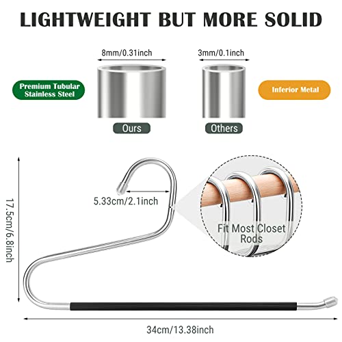 DOIOWN Open Ended Pants Hangers, Stainless Steel Pants Jean Hangers 8 mm Thick, Multifunctional Non-Slip Hangers for Heavy Pants, Jeans, Trousers, Scarf, Space-Saving Clothes Hangers for Women and Men - size: 20 Pack