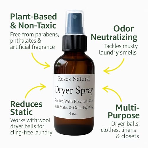 Natural Dryer Ball Spray, 4 oz, Patchouli, Lavender,Essential Oil Laundry Refresher, Fabric Freshener for Clothes, Linens & Wool, Anti-Static & Odor Neutralizer, Made in the USA (Lemon) - color: Lemon