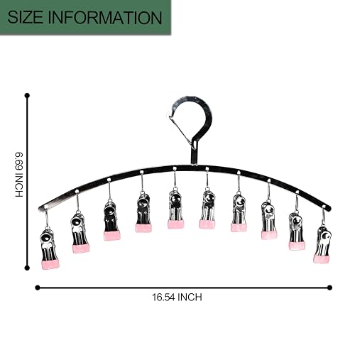Legging Organizer for Closet,2 Pack Drying Rack with 20 Clips,Metal Yoga Pants Hangers,Windproof Clothes Hangers for Socks,Bras,Baby Clothes,Underwear-Space Saving,Indoor Outdoor Use (Pink) - color: Pink