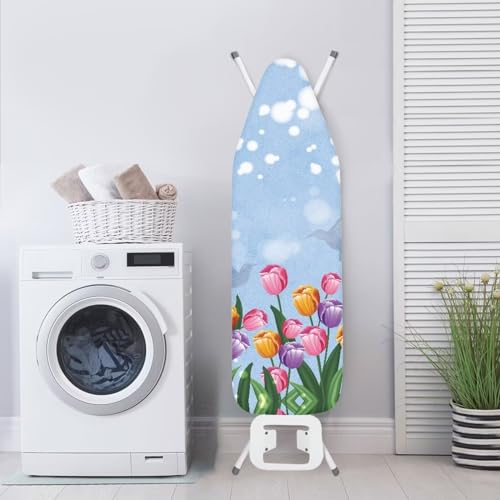 Flashideas Colorful Flowers Ironing Board Cover Universal Stretchy Stain Reisstant Cover for Ironing Board with Adjustable Straps Ironing Board Accessories - color: Colorful Flowers 2