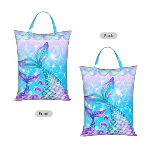 Mermaid Tail Galaxy Blue Colorful Travel Laundry Bags Cloth Diaper Wet Bags Handle Washable Dirty Clothes Bags Wet Dry Bag Suitcase Gym Swimming Pool College Dorm Wet Bag - color: 1 PC24, size: One Size