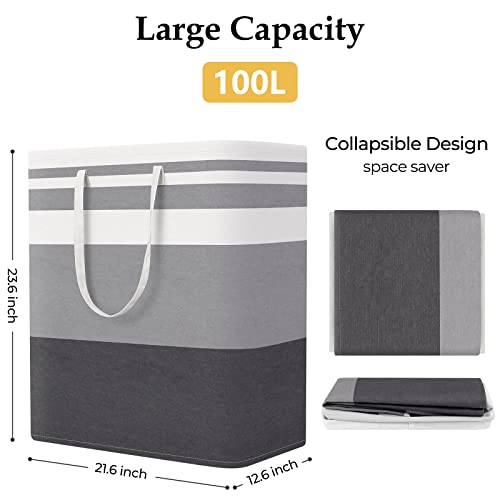 StorageRight Laundry Basket Hamper, 100L Collapsible Clothes Storage, Grey - color: Gradient Grey, size: 100L