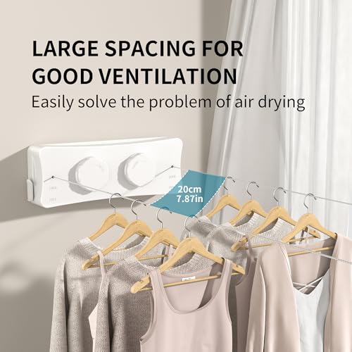 JOOM Retractable Clothesline Indoor, Dual 2 x 13.8 FT Clothes Lines, White - color: White Update