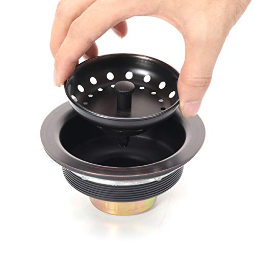 KONE 3-1/2 Inch Kitchen Sink Drain ORB Assembly with Strainer Basket/Stopper, All Stainless Steel Durable and Rustproof Oil Rubbed Bronze - color: Oil Rubbed Bronze