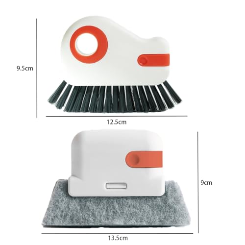 3pce 2in1 Sliding Door Track Cleaning Brush Window Track and Sliding Doors - color: Orange