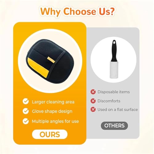 Pet Hair Removal Glove for Cats & Dogs, Electrostatic Gloves Pet Hair, Cat Grooming Gloves for Hairs Removal, for Couch, Clothes, Car, Carpet, Bed, Furniture (2Pcs)