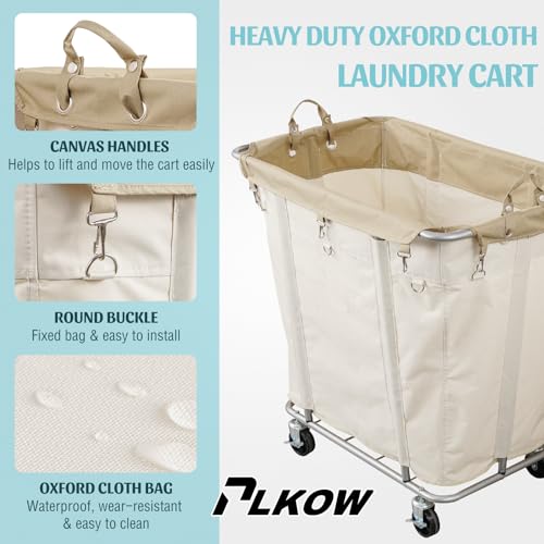 PLKOW 320L Rolling Laundry Cart with Wheels, Beige - color: Beige-320L