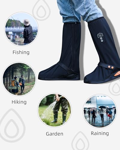 Rain Shoe Covers with Zipper, Waterproof Rain Gear Overshoes, Black - size: Medium