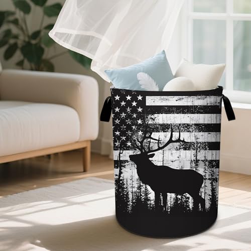 Deer Laundry Basket Waterproof Laundry Hamper Foldable Laundry Bag with Handles for Bedroom, Bathroom, Office, Clothes Storage - color: Deer