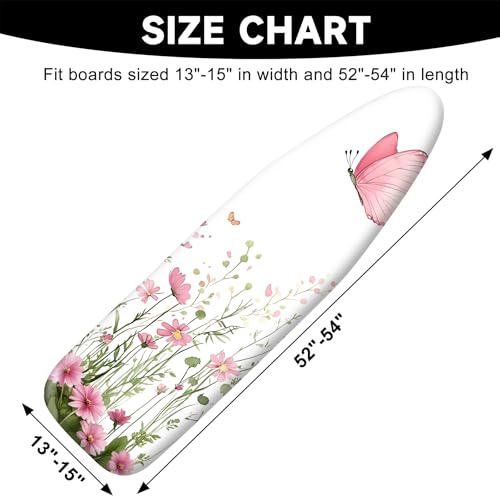 Ironing Board Cover 15"x54",Standard Ironing Board Replacement Cover,Easy Fit - color: Soft Pink & Green & Light Yellow, size: 15"x54"