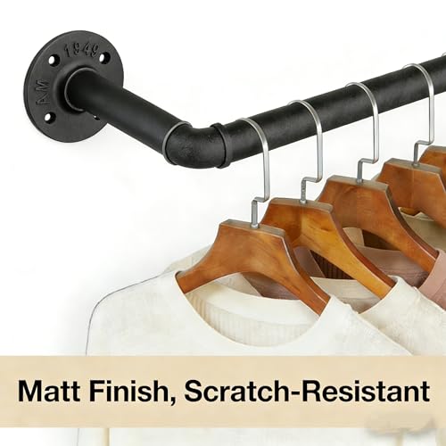 60 INCH Industrial Pipe Clothes Rack,Wall Mounted Clothes Rack,Metal - size: 60 inch