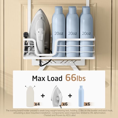 KES Over the Door Ironing Board Holder, Fits 1-3/8 Inch Door, White - color: White, size: Fit 1 3/8" Door