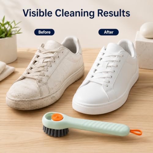 Liquid Dispensing Shoe Cleaning Brush, Soft Bristle Laundry Scrub Brush