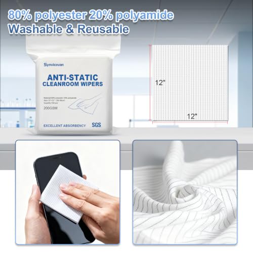 Anti-Static Microfiber cloths 12"x12"(100 Pcs,200GSM) - size: 12"x12" (Pack of 100)